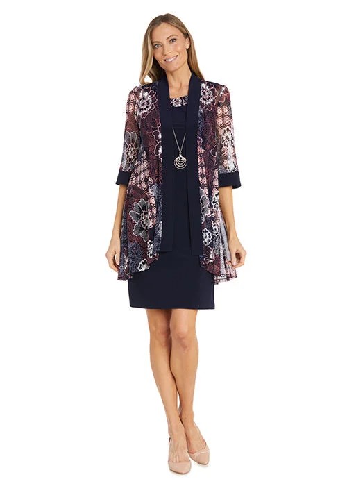 R&M Richards 1302 Short Mother of the Bride Printed Jacket Dress Tailored Jacket Straight Jacket A-Line Jacket