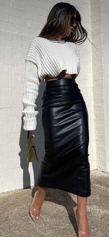 Sasha leather skirt ( Pre - order delivered 11-14-23) corduroy skirt textured