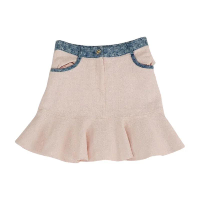 Pink Solid Mini Skirt wool skirt warm