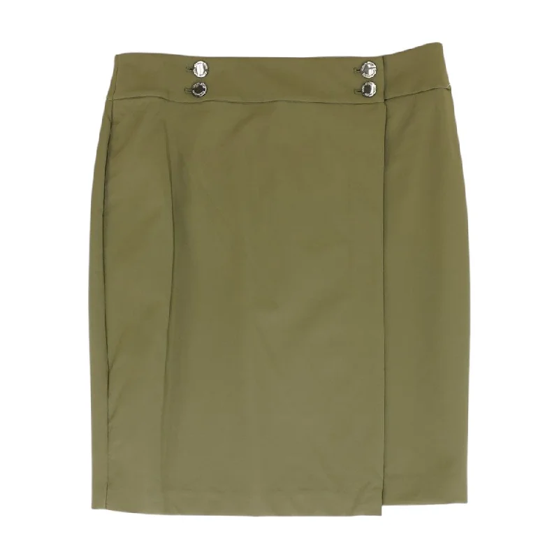 Green Solid Midi Skirt slim fit skirt