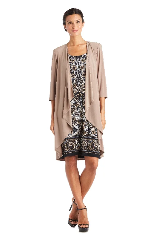 R&M Richards 7037 Two Piece Print Jacket Dress Jersey Jacket Tulle Jacket Batik Jacket