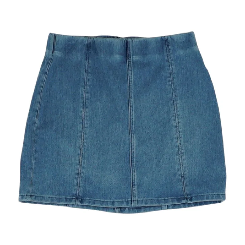 Blue Solid Mini Skirt cashmere skirt rich