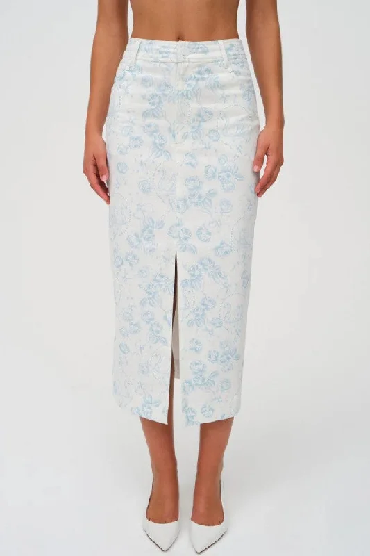 Chantal Denim Midi Skirt a-line skirt cut