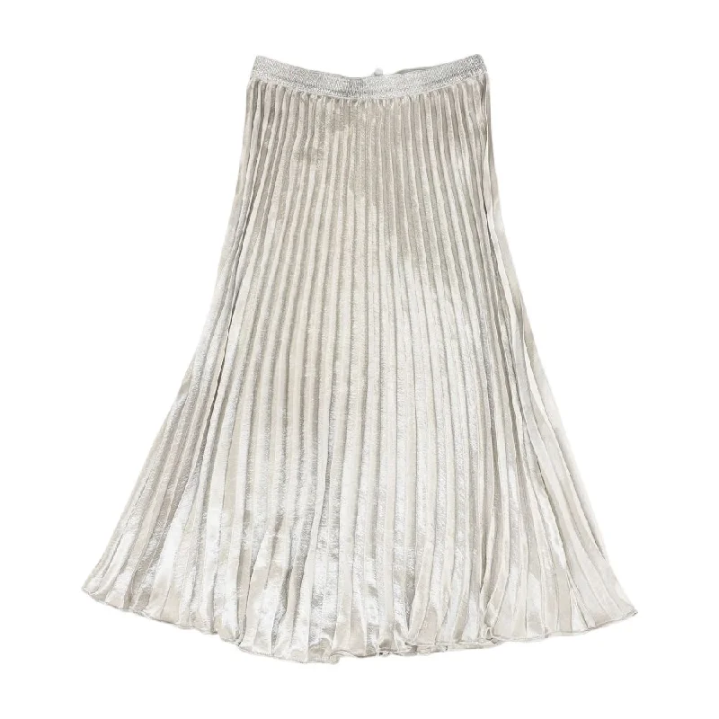 Silver Solid Midi Skirt cashmere skirt plush