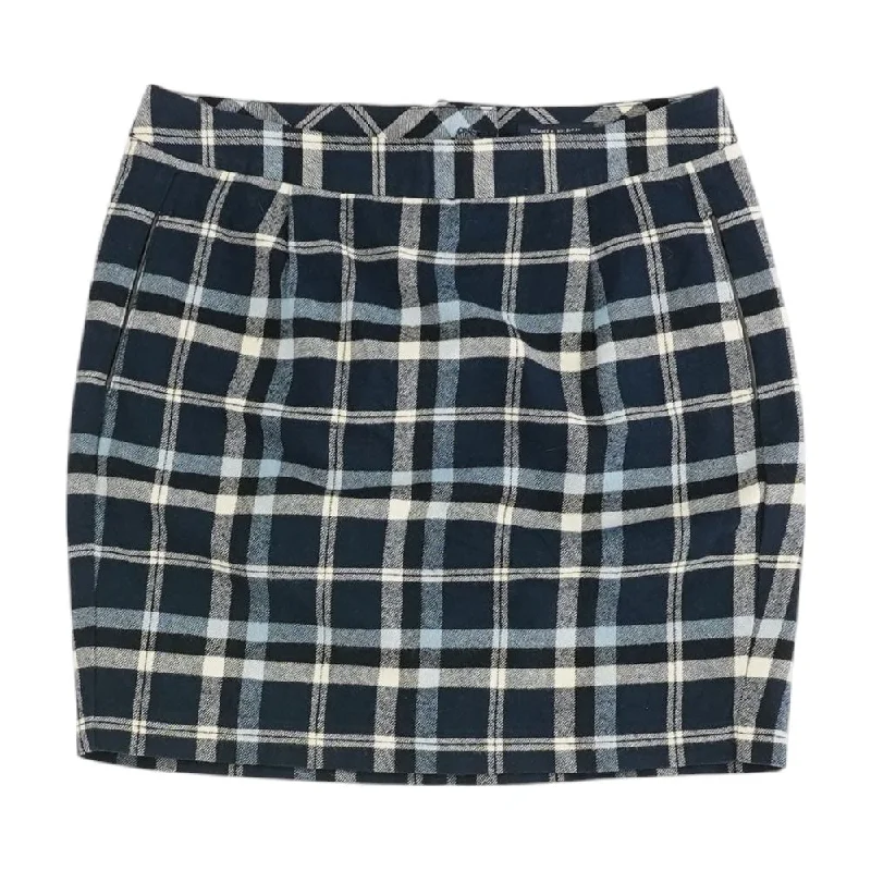 Navy Plaid Mini Skirt linen skirt relaxed