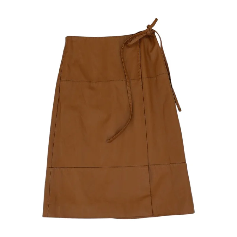 Brown Solid Midi Skirt high slit skirt