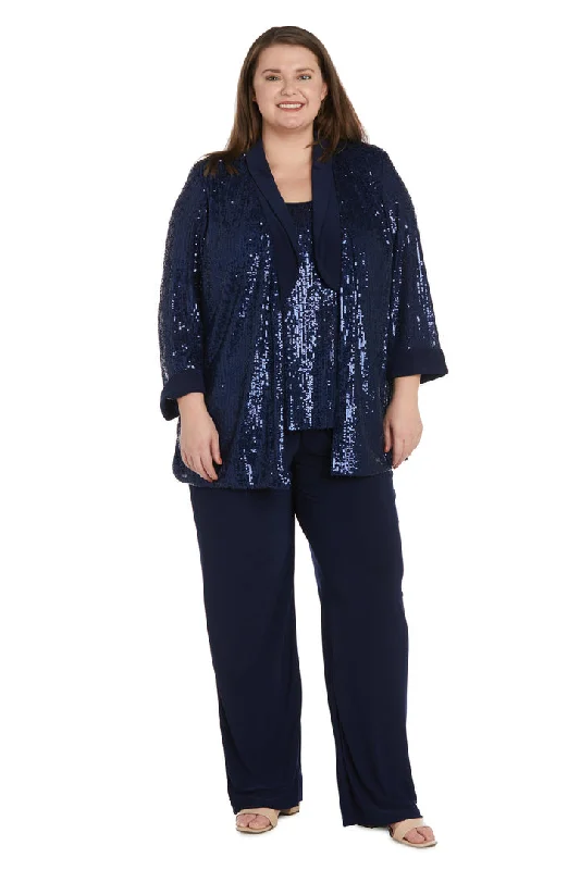 R&M Richards 2478W Plus Size Sequin Jacket Pant Suit Set Striped Jacket Polka Dot Jacket Floral Jacket