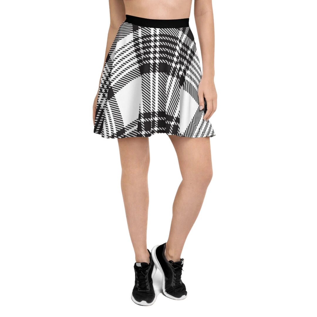 Black Plaid Skater Skirt breathable skirt fabric