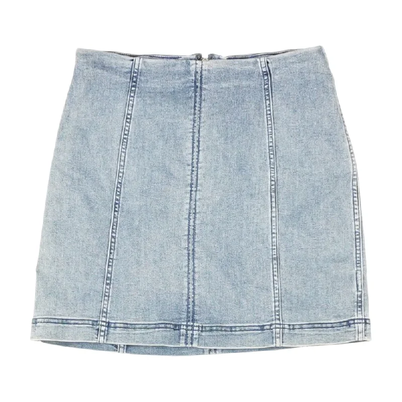 Blue Solid Mini Skirt lightweight skirt design