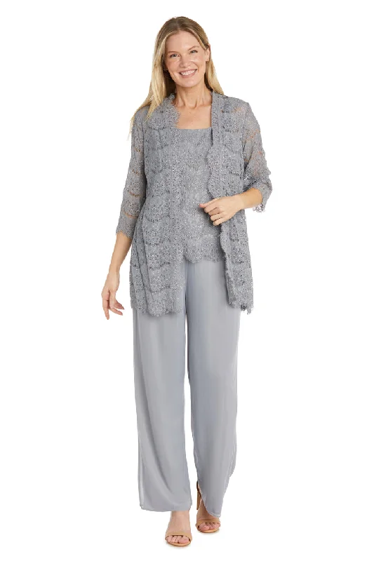 R&M Richards 9846 Long Formal Jacket Pant Set Chenille Fabric Brocade Fabric Lace Fabric