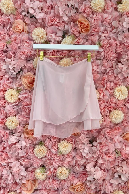 Women's 14 Inch Chiffon Wrap Skirt - Pink linen skirt light