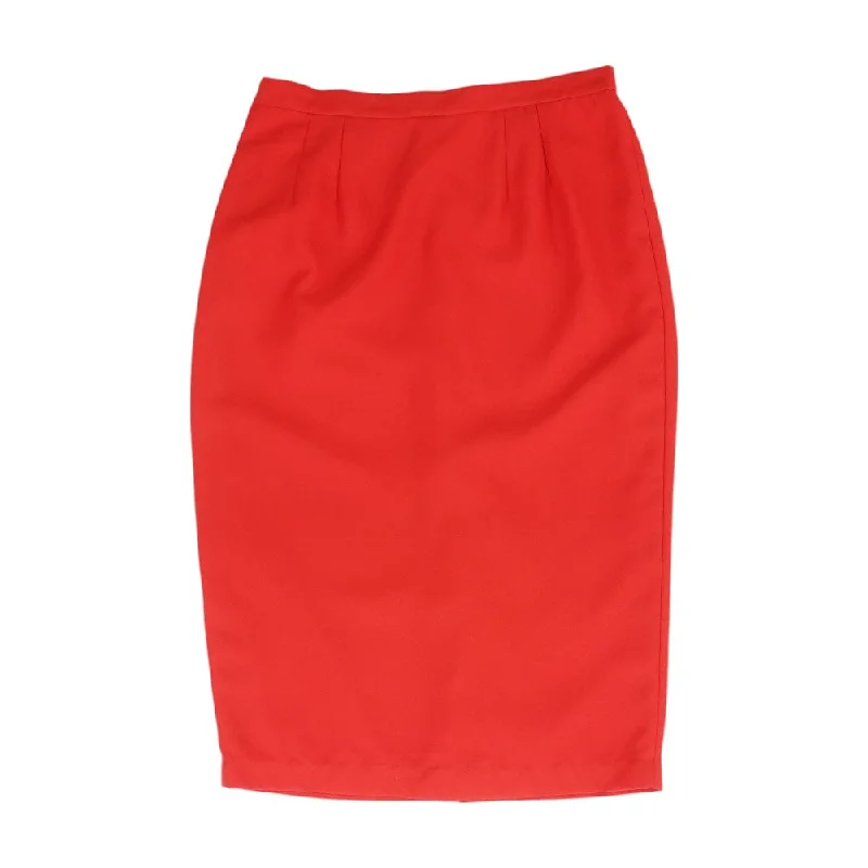 Red Solid Midi Skirt wool skirt breathable