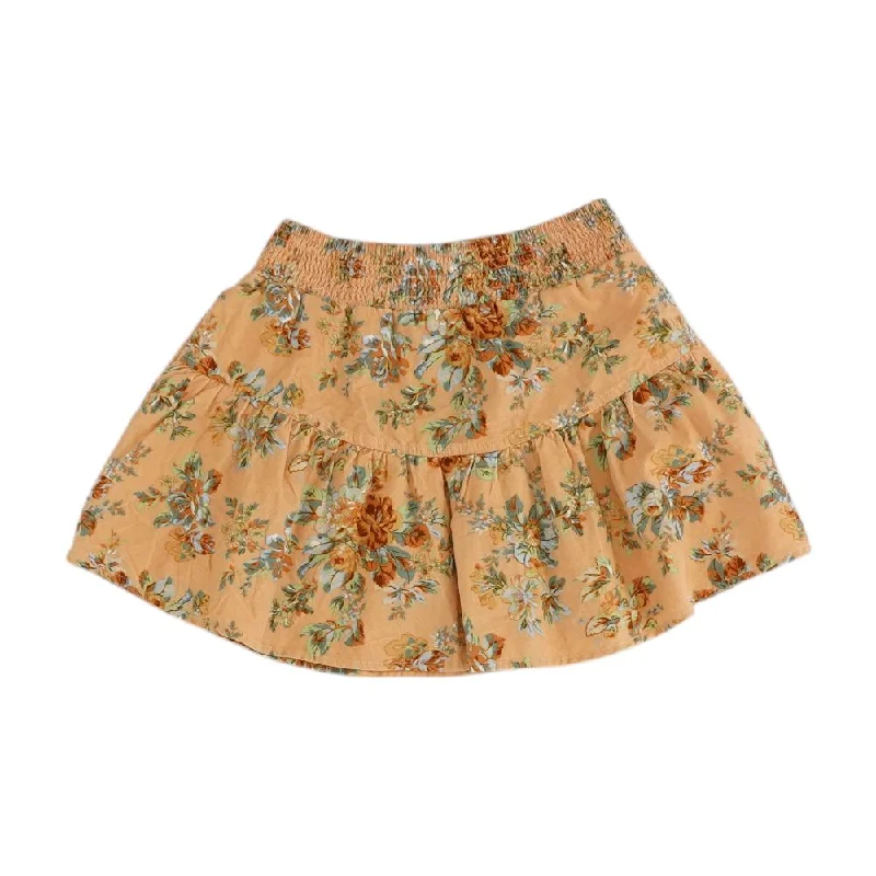 Orange Floral Mini Skirt corduroy skirt comfortable