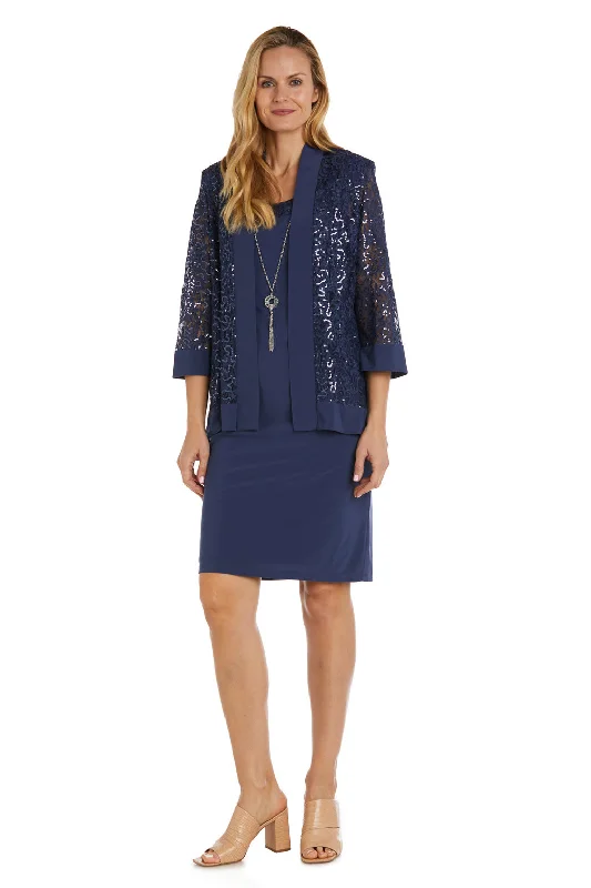 R&M Richards 9587 Sequin Mother of the Bride Short Jacket Dress Oversized Jacket Tailored Jacket Straight Jacket