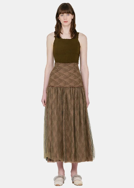 Brown Layered Skirt cashmere skirt soft