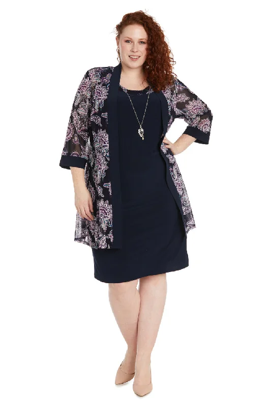 R&M Richards 9993W Plus Size Short Printed Jacket Dress Anorak Shell Jacket Lightweight Jacket