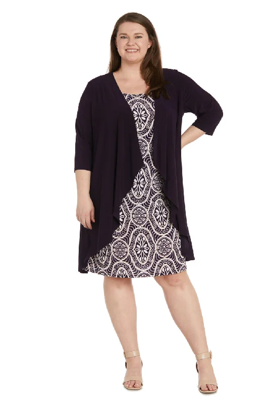 R&M Richards 9927W Printed Jacket Plus Size Short Dress Wool Jacket Cashmere Jacket Tweed Jacket