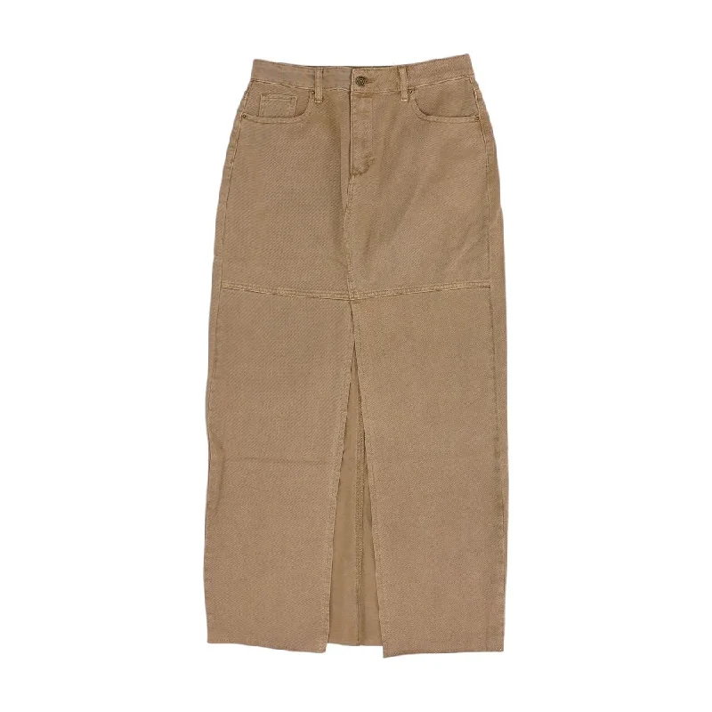 Tan Solid Maxi Skirt denim skirt stylish