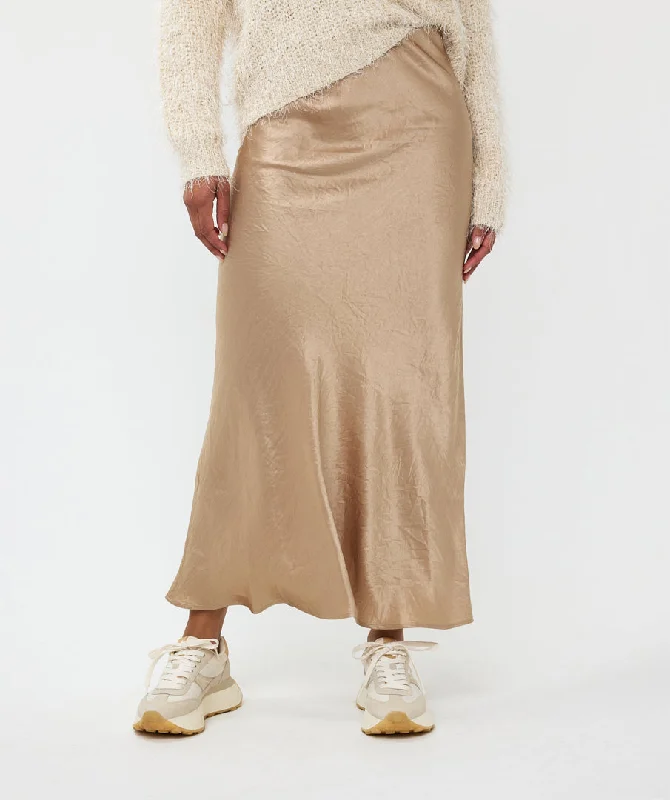 Crushed Satin Skirt high slit skirt