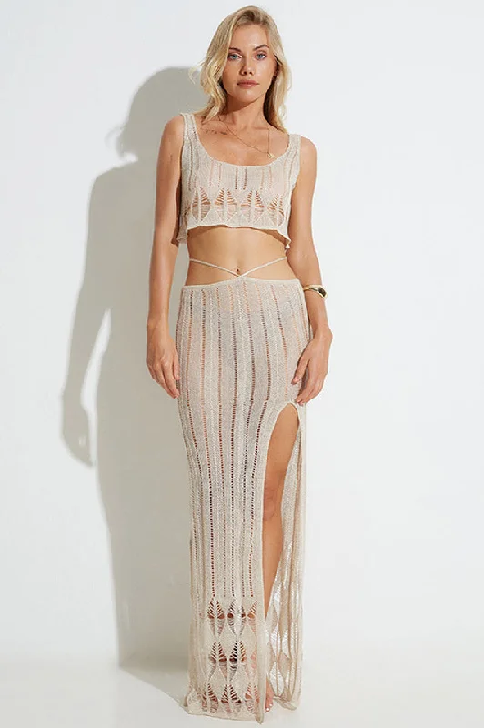 Theia Crochet Top +Skirt Set leather skirt refined