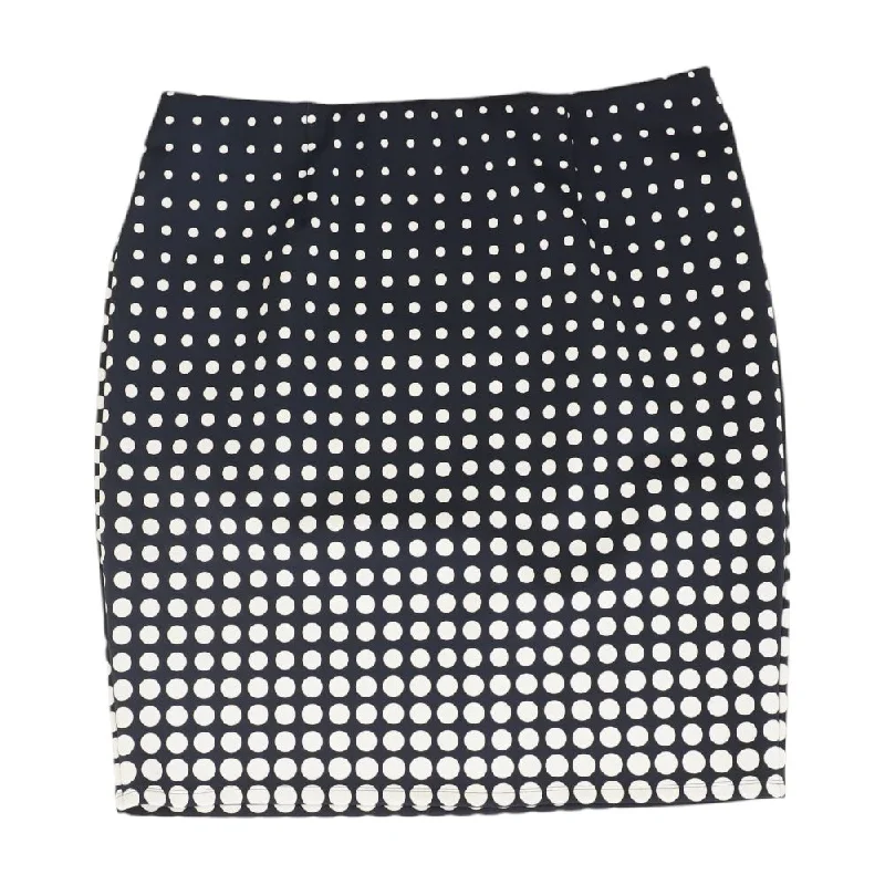 Navy Polka Dot Midi Skirt spandex blend skirt