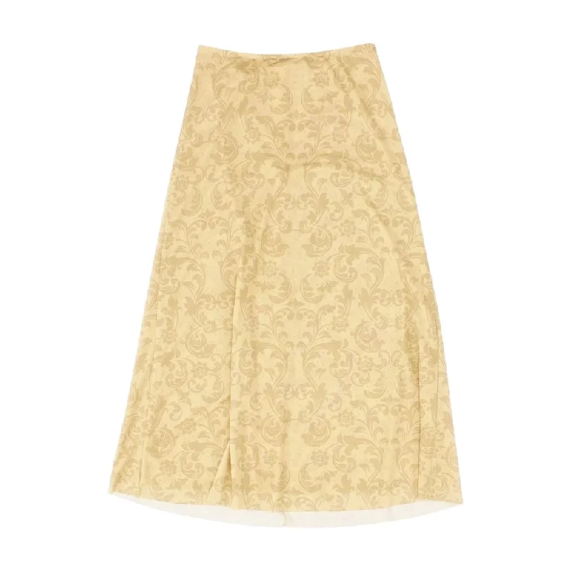 Tan Graphic Midi Skirt corduroy skirt durable