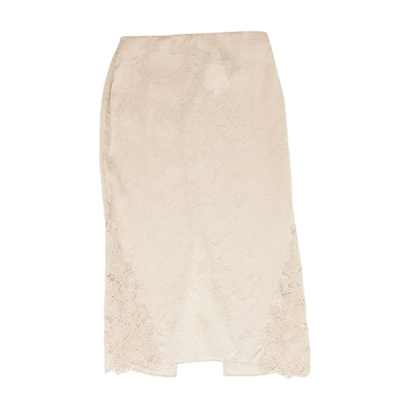 Tan Solid Midi Skirt cotton skirt soft