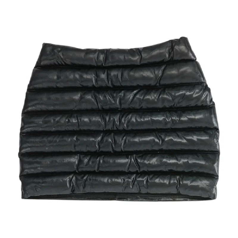 Black Solid Mini Skirt elastic waist skirt