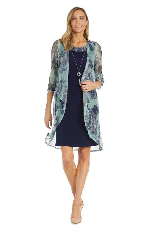 R&M Richards 1087 Mother of the Bride Short Printed Jacket Dress Faux Fur Jacket Real Fur Jacket Shearling Jacket