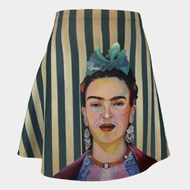 Flair skirt - Frida stripes silk skirt lustrous