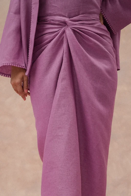 The Signature Linen Knot Skirt in Berry wool skirt thick