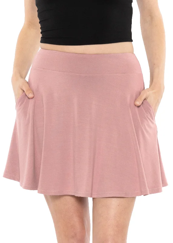 Premium Stretch Rayon Skater Skirt with Pockets silk skirt smooth