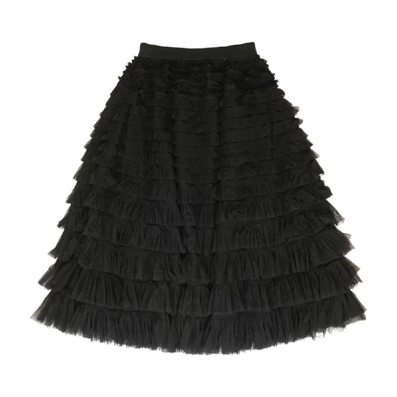 Black Solid Maxi Skirt satin skirt smooth