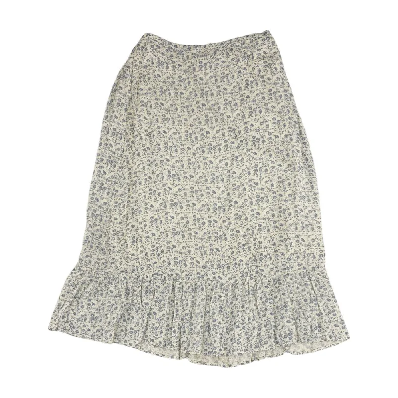 Ivory Floral Midi Skirt linen skirt relaxed