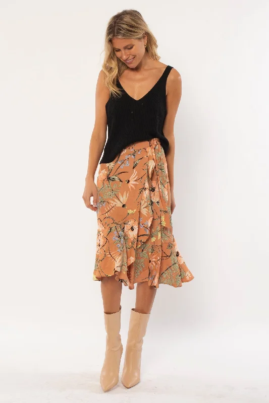 Amuse society Holly Woven Midi Skirt asymmetrical skirt cut