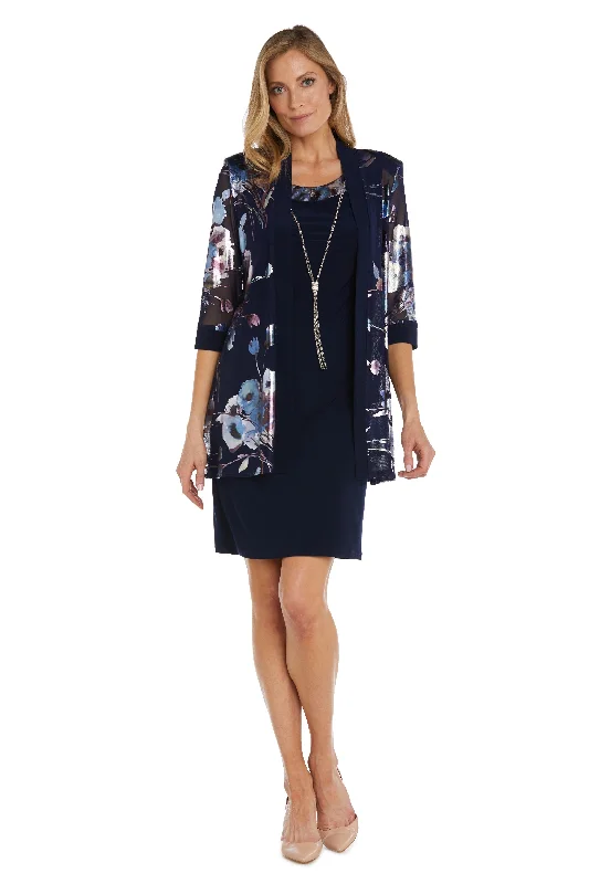 R&M Richards 9776P Short Two Piece Set Petite Jacket Dress Snapped Jacket Toggled Jacket Drawstring Jacket