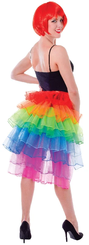 Womens Rainbow Bustle Skirt Costume Accessories Female Halloween silk skirt lustrous