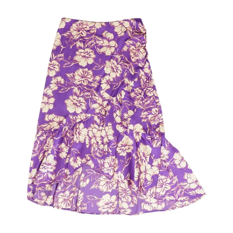 Purple Floral Midi Skirt spandex blend skirt