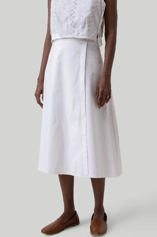 Overlap Midi Skirt in White velvet skirt plush