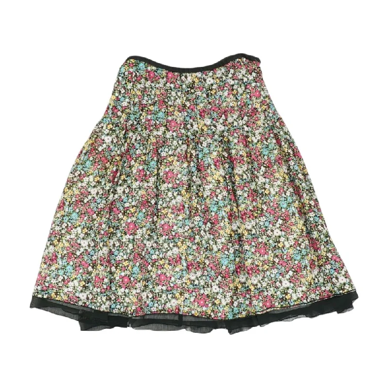 Multi Floral Midi Skirt linen skirt natural