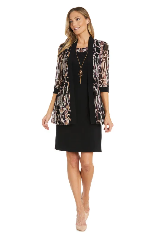 R&M Richards 1263 Mother of the Bride Short Print Jacket Dress Fitted Jacket Loose Jacket Oversized Jacket