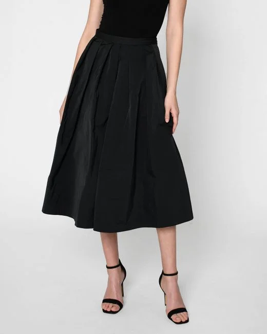 Taffeta a-line midi skirt ruffled skirt detail