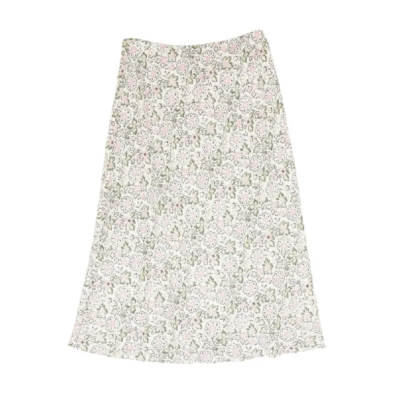 White Floral Midi Skirt lightweight skirt design