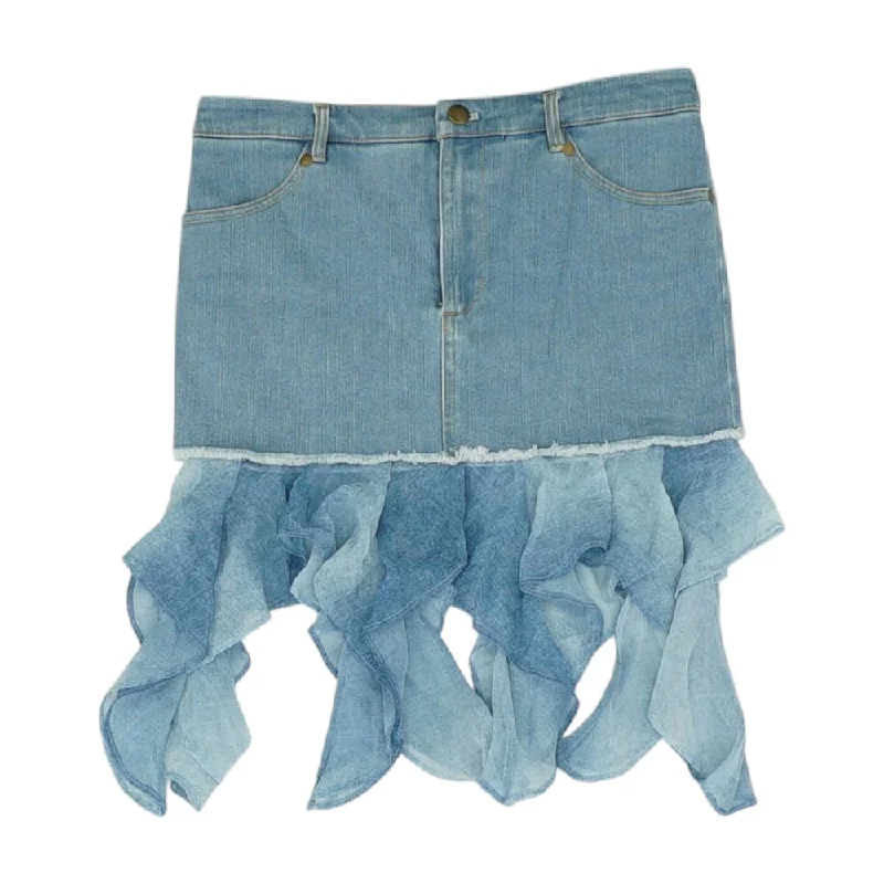 Blue Solid Mini Skirt corduroy skirt durable