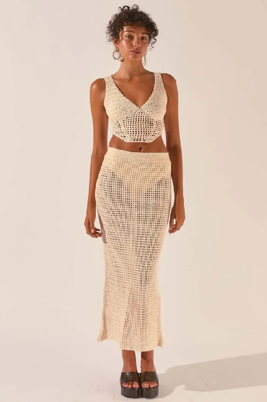 Crochet Midi Top + Skirt Set lace skirt feminine