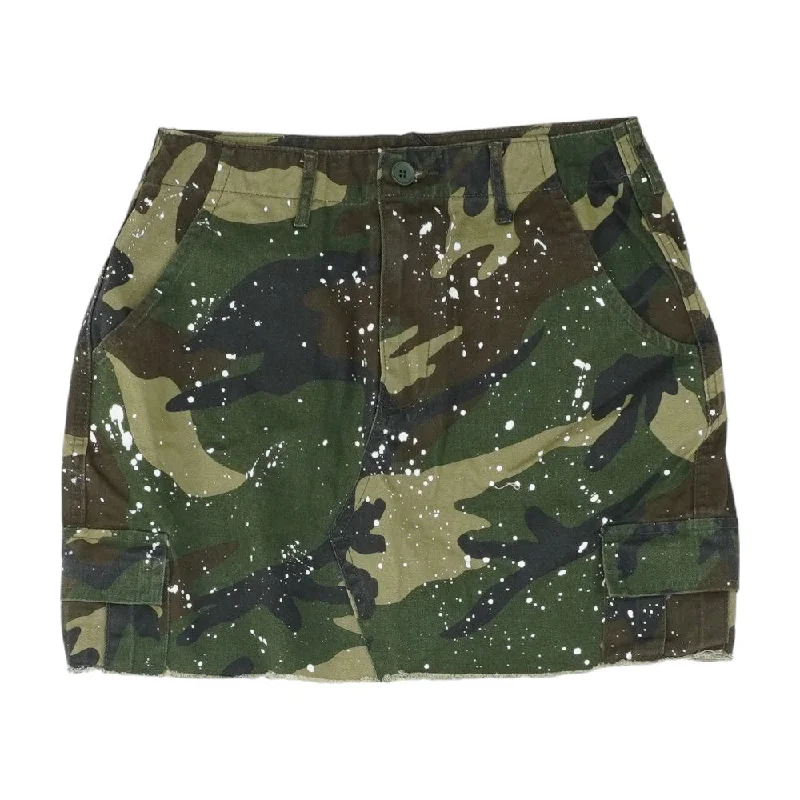 Green Camo Mini Skirt tiered skirt playful