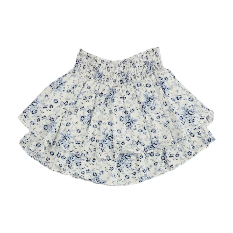 White Floral Mini Skirt linen skirt light