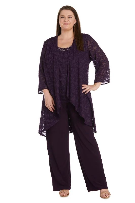 R&M Richards 1216W Plus Size Formal Jacket Pant Suit Chenille Fabric Brocade Fabric Lace Fabric