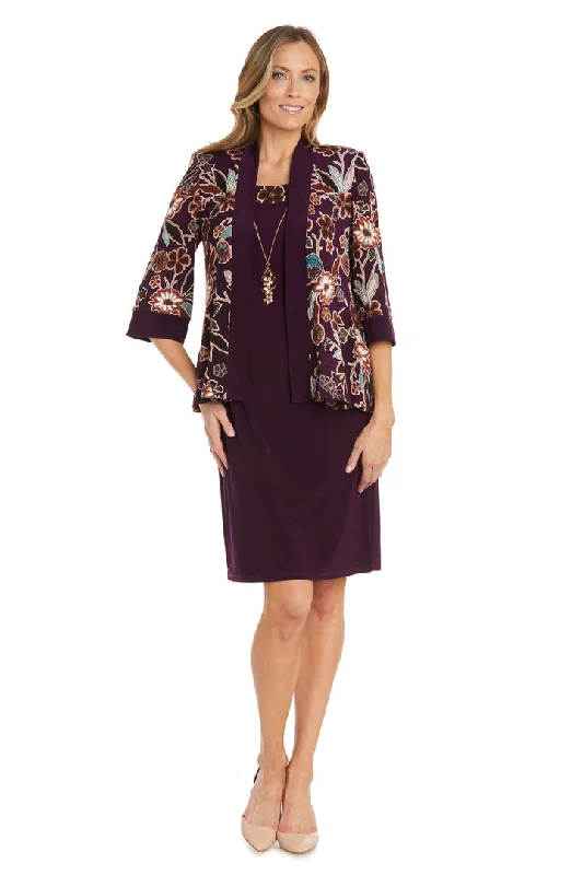 R&M Richards 1389 Mother of the Bride Short Printed Jacket Dress Lace Jacket Ribbed Jacket Sequined Jacket