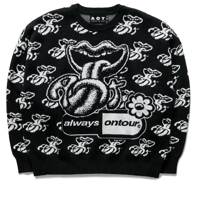 Always On Tour Lips Sweater - Black/White